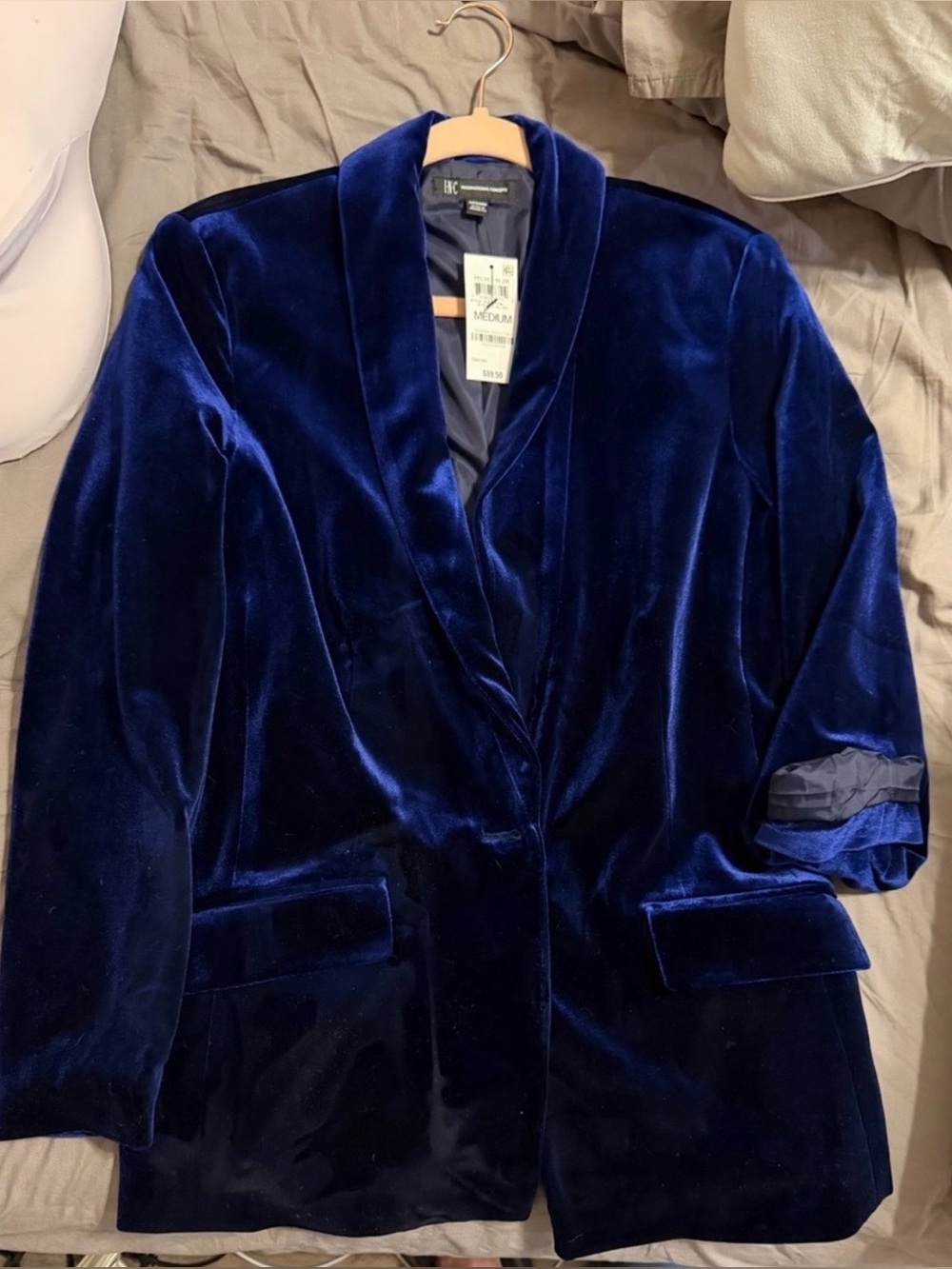 NWOT INC International Concepts Royal Blue Velvet Blazer MEDIUM